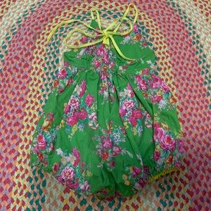 Smocked floral bubble romper
